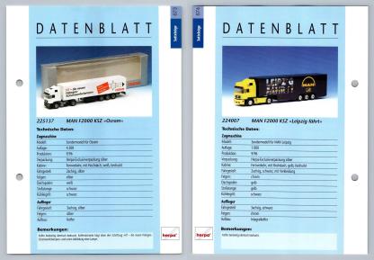 MAN F2000 Osram / Leipzig #673/4 Sattelzuge - Herpa Data Sheet-Breakoutcards