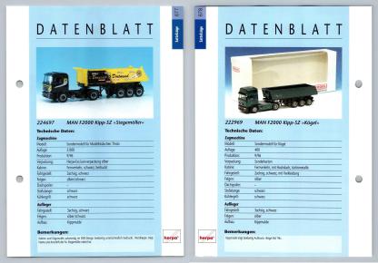 MAN F2000 Kipp Stegemoller / Kogel #677/8 Sattelzuge - Herpa Data Sheet-Breakoutcards