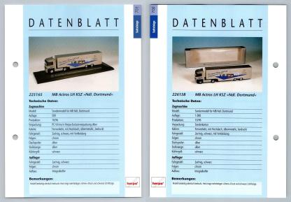 MB Actros LH Ndl Dortmund #701/2 Sattelzuge - Herpa Data Sheet-Breakoutcards