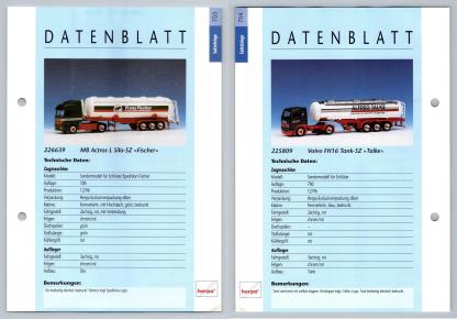 MB Actros L / Volvo FH16 Tank #753/4 Sattelzuge - Herpa Data Sheet-Breakoutcards