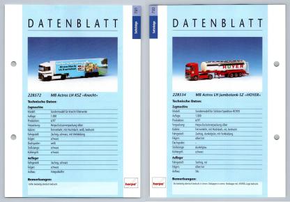 MB Actros LH / Jumbotank SZ #791/2 Sattelzuge - Herpa Data Sheet-Breakoutcards