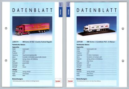 MB Actros LH KSZ / L Gardinen #823/4 Sattelzuge - Herpa Data Sheet-Breakoutcards