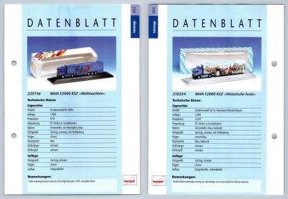 MAN F2000 Weihnachten / Historische Feste #853/4 Sattelzuge - Herpa Data Sheet-Breakoutcards