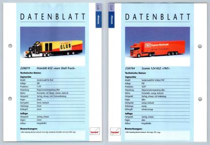 Peterbilt KSZ / Scania 124 #871/2 Sattelzuge - Herpa Data Sheet-Breakoutcards