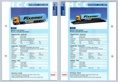 MB Actros L GPSZ Fixemer #945/6 Sattelzuge - Herpa Data Sheet-Breakoutcards