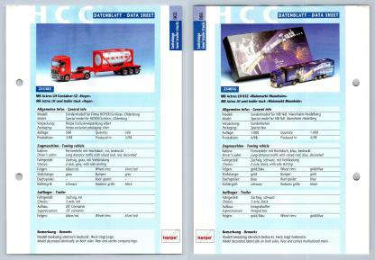 MB Actros LH Container / KSZ #965/6 Sattelzuge - Herpa Data Sheet-Breakoutcards
