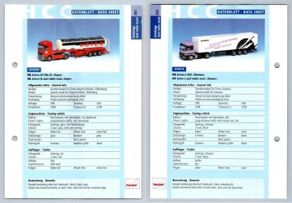 MB Actros LH Silo / L KSZ #981/2 Sattelzuge - Herpa Data Sheet-Breakoutcards