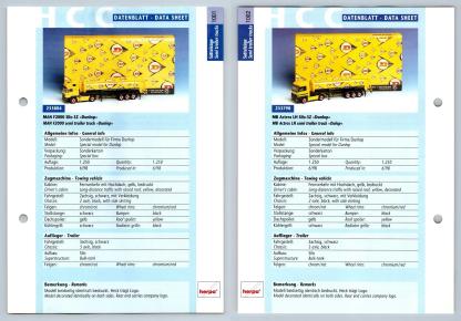 MAN F2000 Silo / MB Actros LH #1001/2 Sattelzuge - Herpa Data Sheet-Breakoutcards