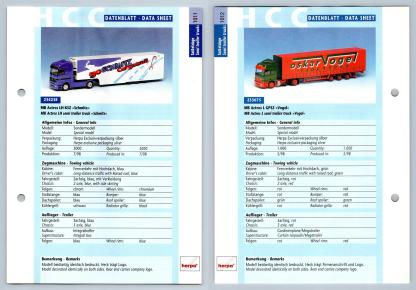 MB Actros LH / L GPSZ #1011/2 Sattelzuge - Herpa Data Sheet-Breakoutcards