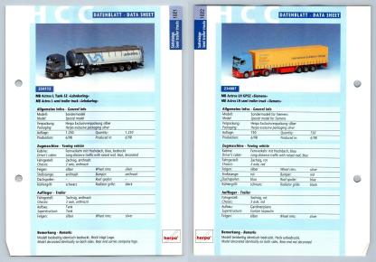 MB Actros L / LH GPSZ #1021/2 Sattelzuge - Herpa Data Sheet-Breakoutcards