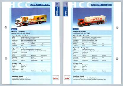 MB Actros L / Scania 124 Silo #1025/6 Sattelzuge - Herpa Data Sheet-Breakoutcards