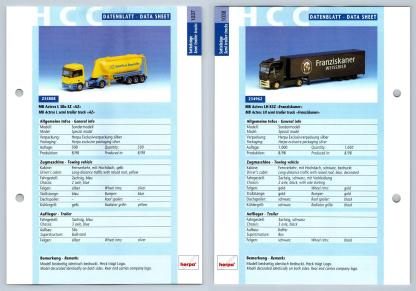 MB Actros L Silo / LH KSZ #1037/8 Sattelzuge - Herpa Data Sheet-Breakoutcards