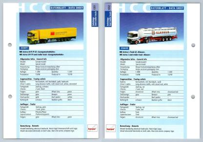 MB Actros LH / L Tank #1051/2 Sattelzuge - Herpa Data Sheet-Breakoutcards
