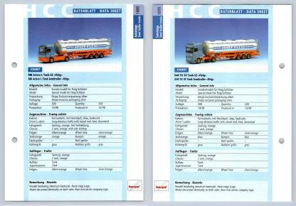 MB Actros L / DAF 95 XF #1069/70 Sattelzuge - Herpa Data Sheet-Breakoutcards
