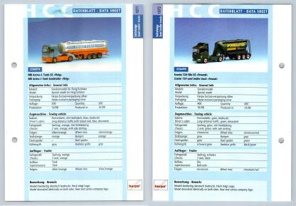 MB Actros L / Scania 124 Silo #1072/3 Sattelzuge - Herpa Data Sheet-Breakoutcards