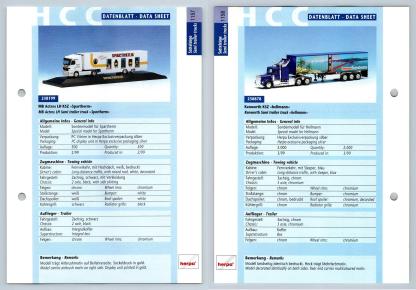 MB Actros LH / Kenworth KSZ #1157/8 Sattelzuge - Herpa Data Sheet-Breakoutcards