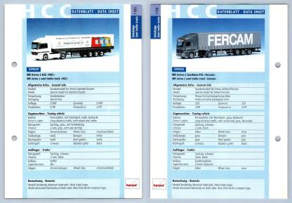 MB Actros L / Gardinen PSZ #1165/6 Sattelzuge - Herpa Data Sheet-Breakoutcards