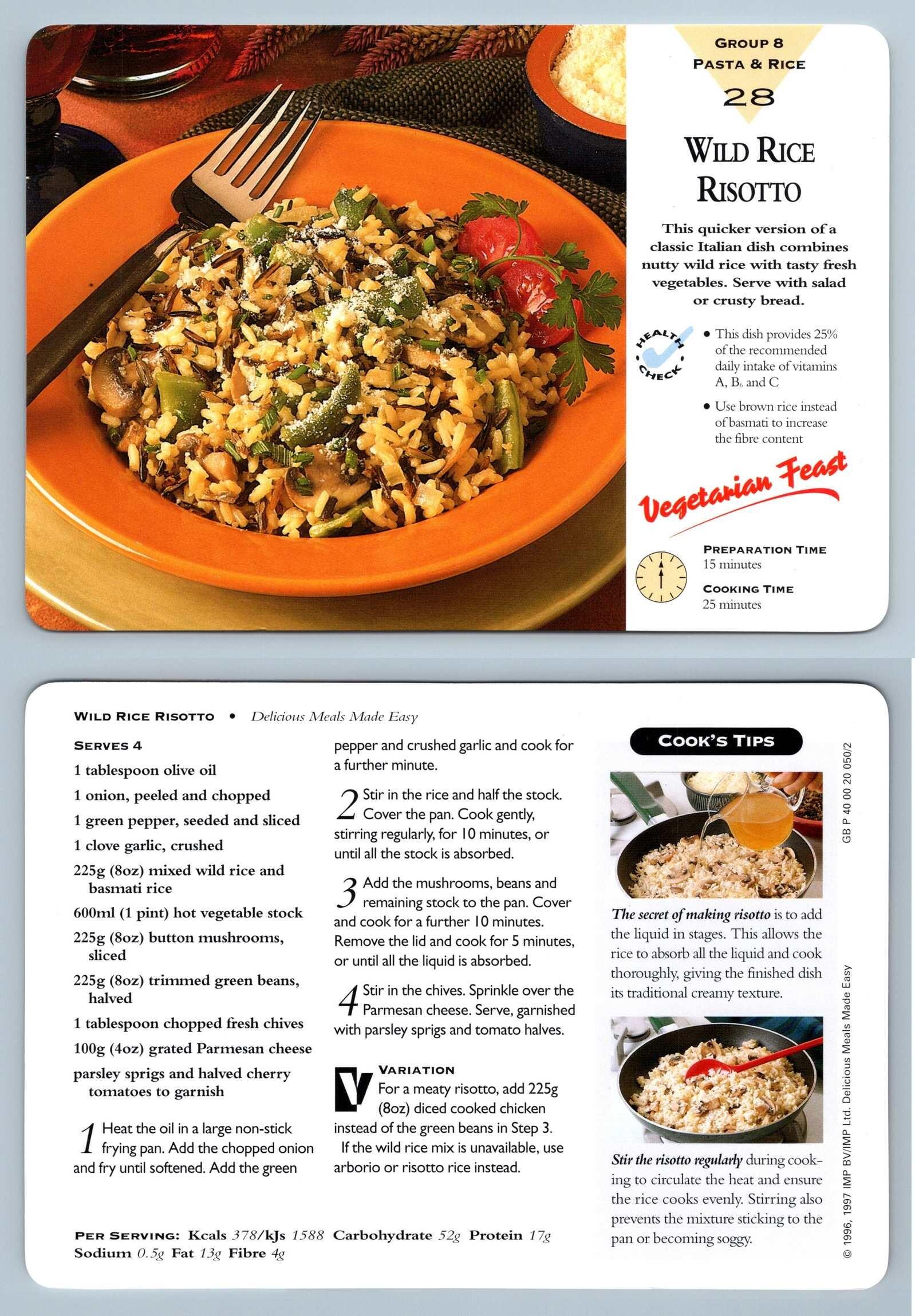Wild Rice Risotto #28 Pasta/Rice Delicious Meals Made Easy 1996 Recipe ...