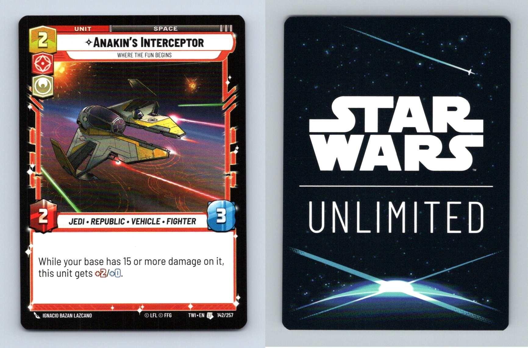 Anakins Interceptor #142 Star Wars Unlimited Twilight Of Republic Uncommon TCG-Breakoutcards