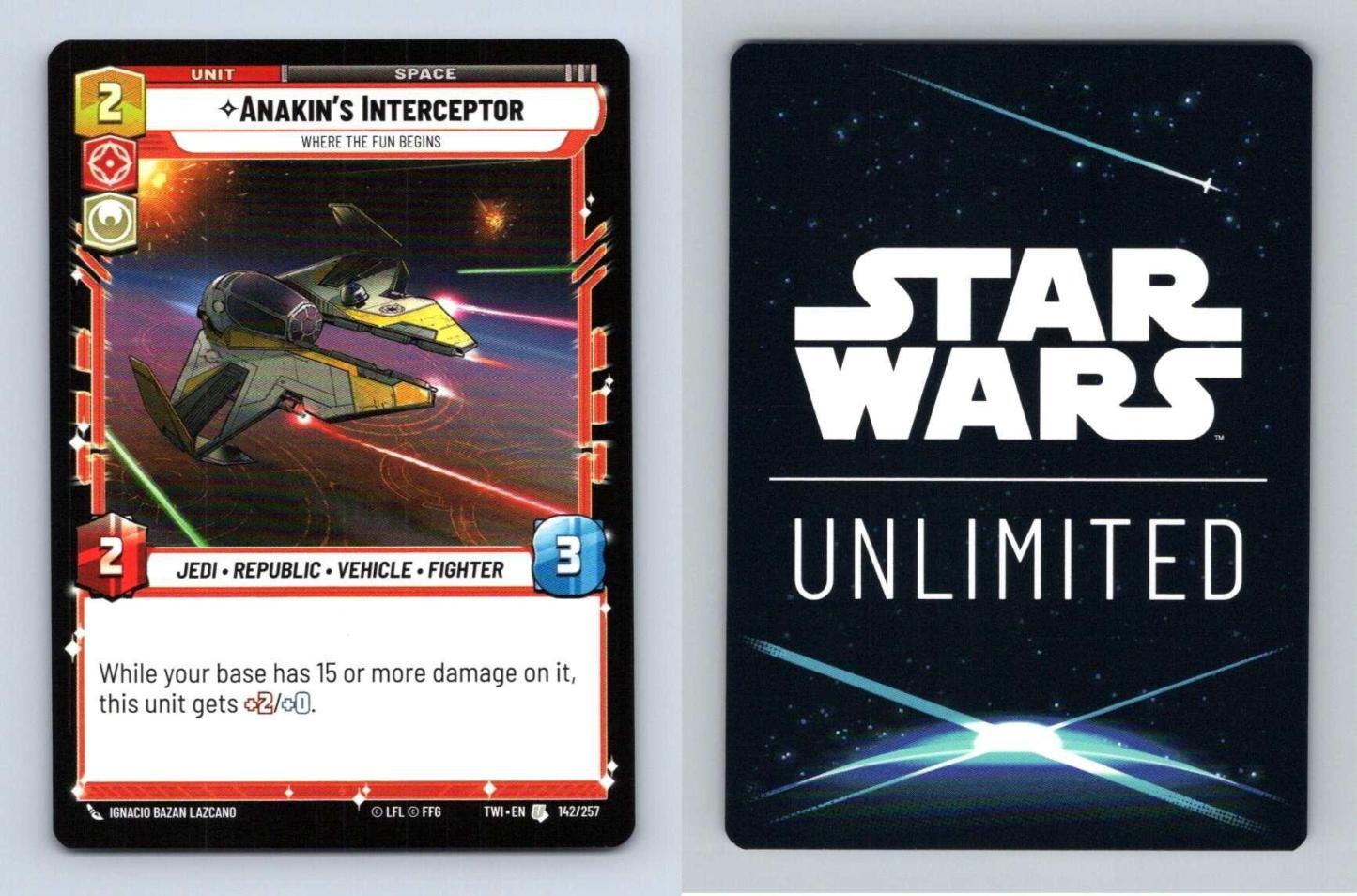 Anakins Interceptor #142 Star Wars Unlimited Twilight Of Republic Uncommon TCG-Breakoutcards