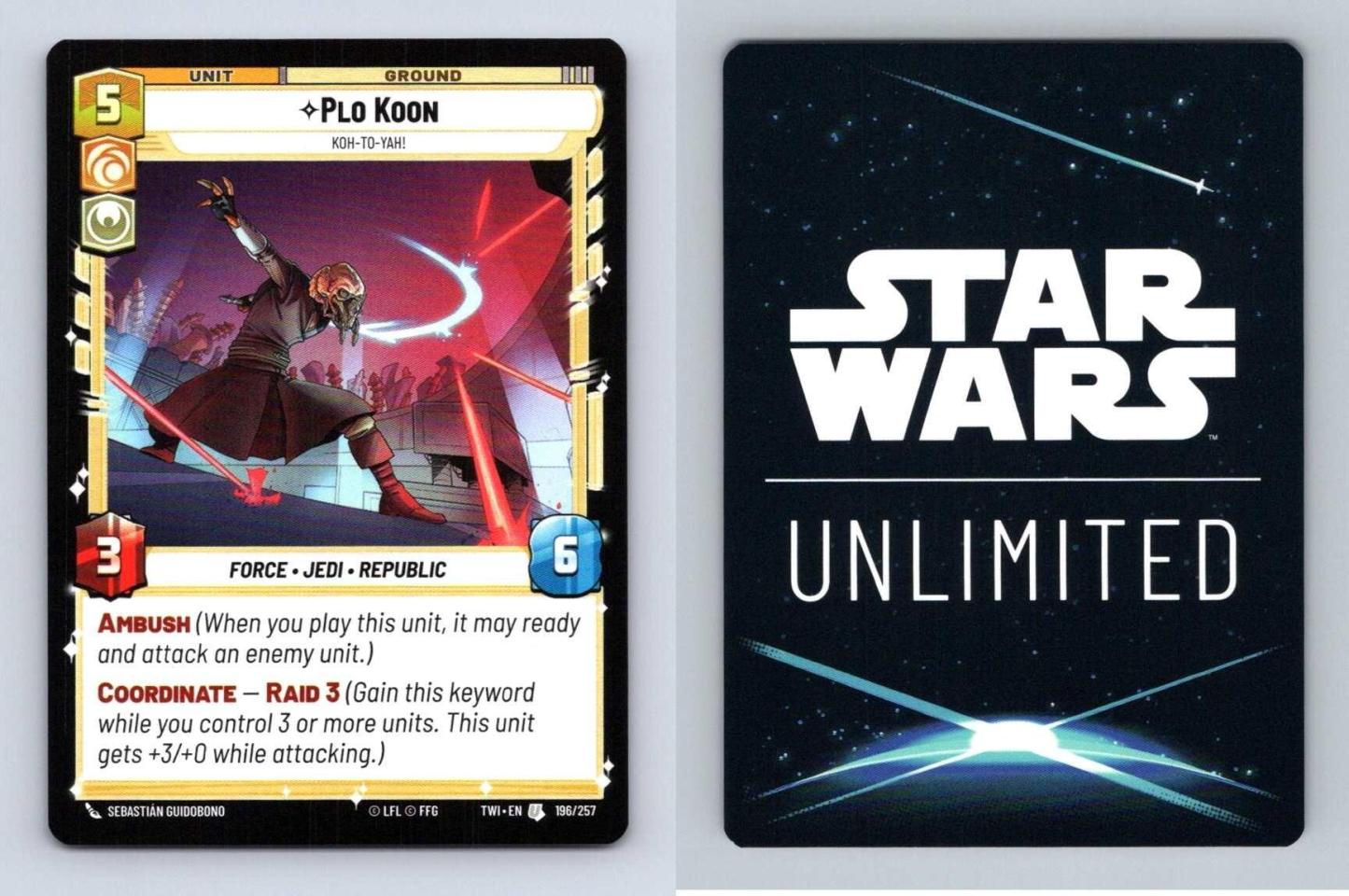 Plo Koon #196/257 Star Wars Unlimited Twilight Of The Republic 2024 Uncommon TCG-Breakoutcards