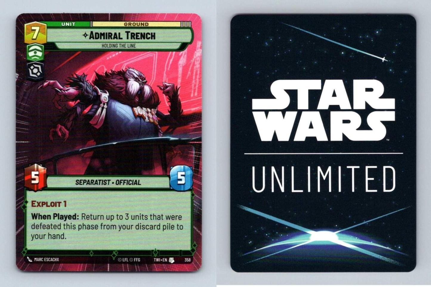 Admiral Trench #358 Star Wars Unl Twilight Republic Uncommon Hyperspace TCG-Breakoutcards