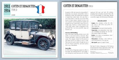 Cottin Et Desgouttes Type D - 1911-14 Luxury - Classic Cars Collectors Club Card