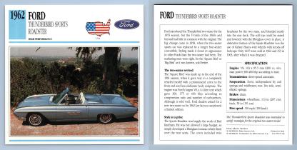 Ford Thunderbird Roadster - 1962 Performance - Classic Cars Collectors Club Card