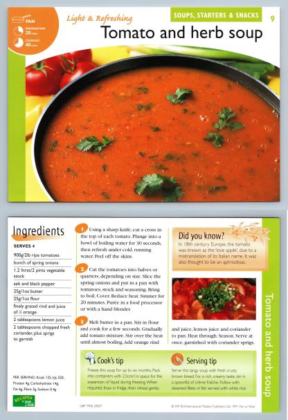 Tomato & Herb Soup #9 - Starters - Recipes For Pan Or Wok Imp Ltd Recipe Card