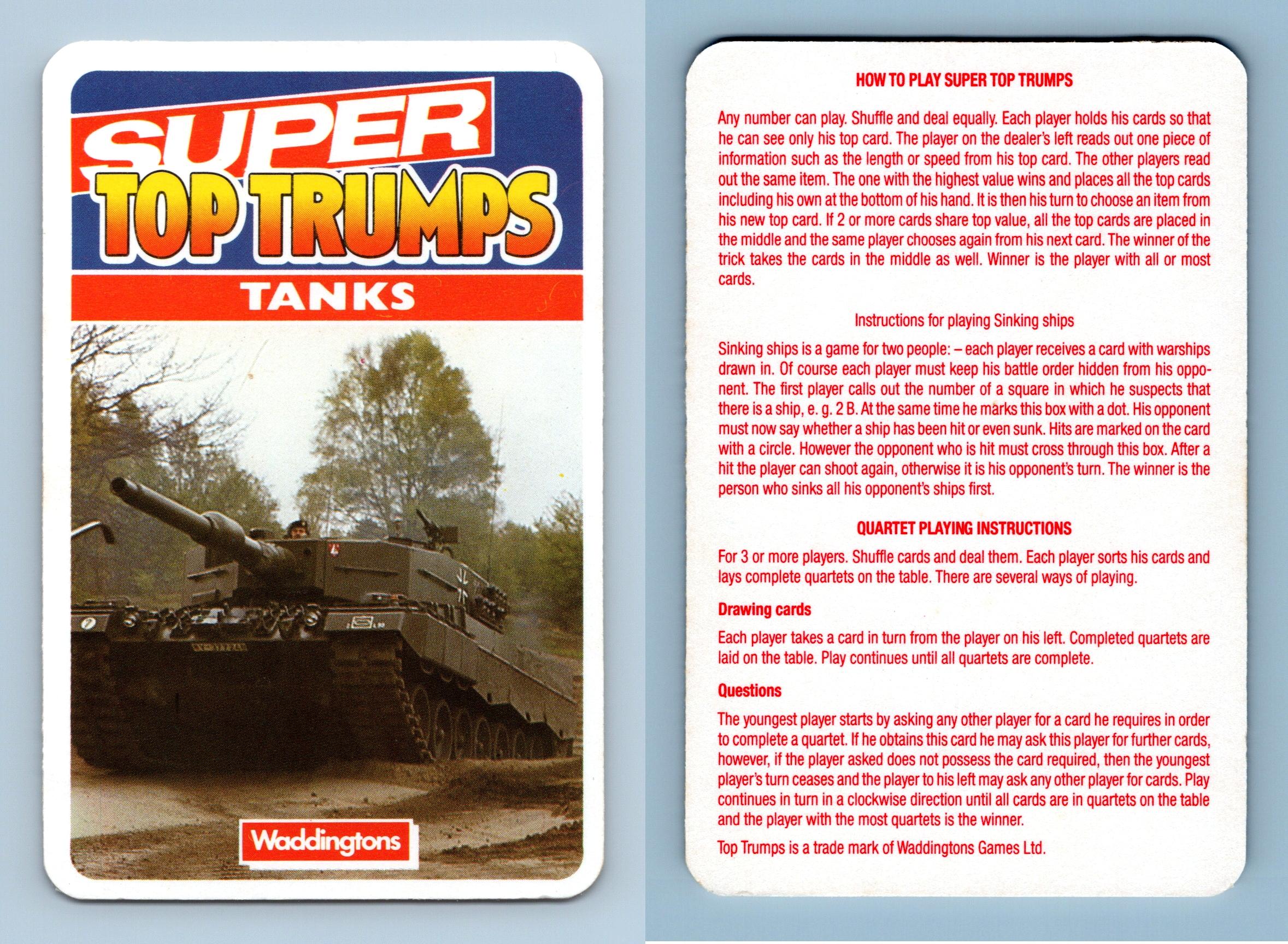 Title Card - Tanks - Waddingtons 1980 Super Top Trumps Card – Breakoutcards