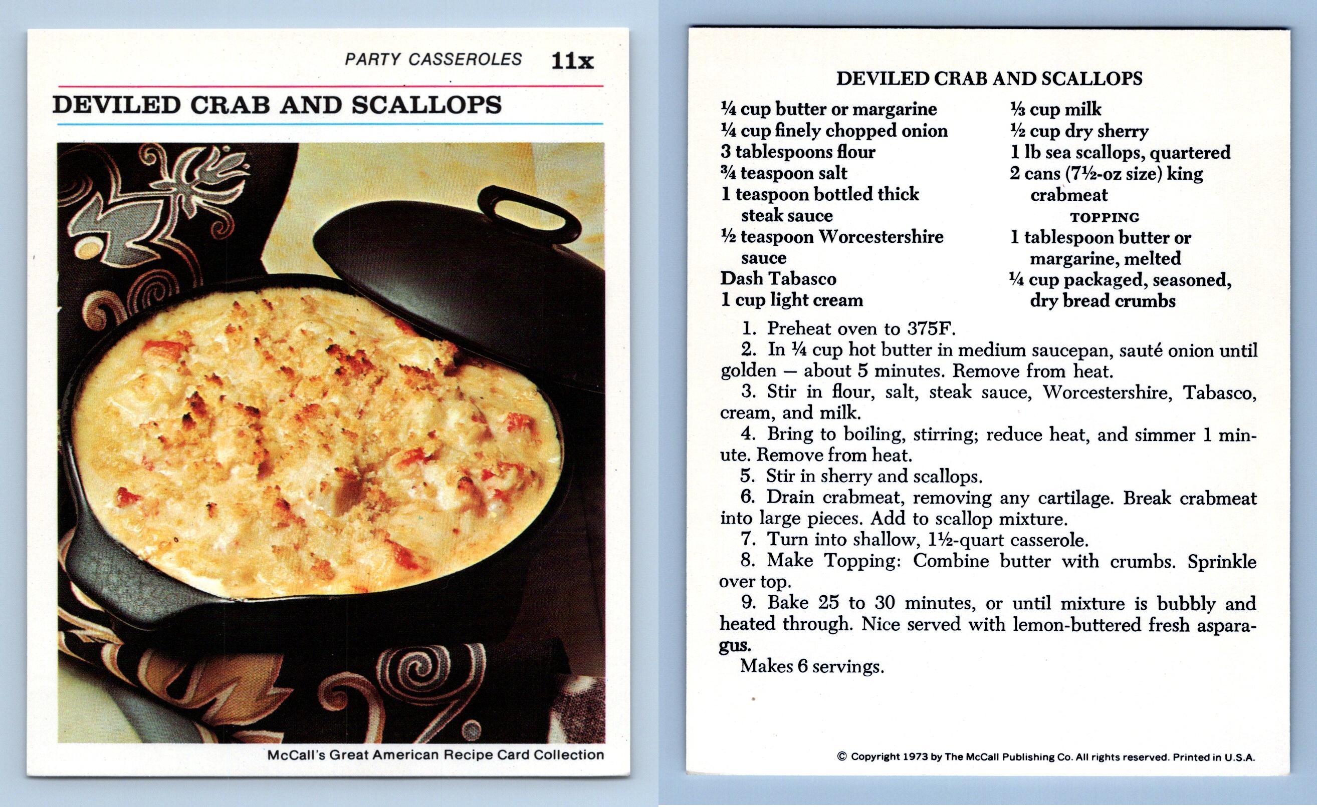 Deviled Crab & Scallops #11X Party McCall's Great American Recipe Card ...