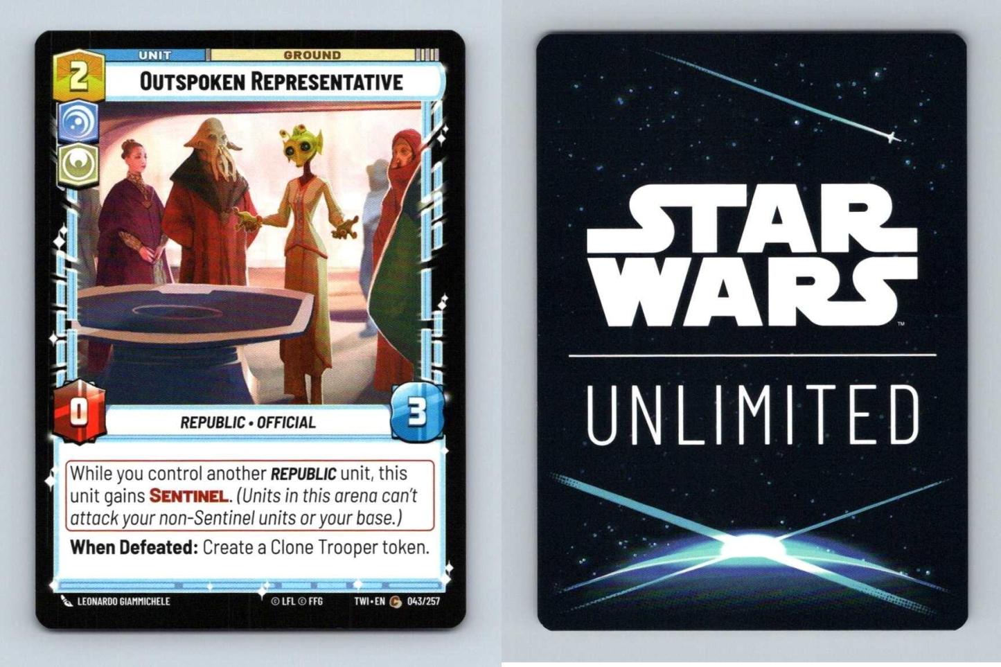 Outspoken Representative #43 Star Wars Unlimited Twilight Of Republic Common TCG-Breakoutcards