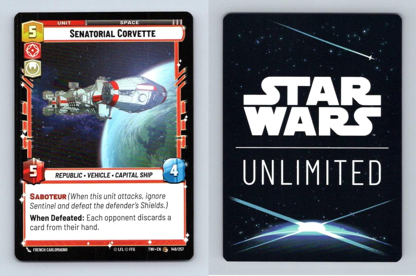 Senatorial Corvette #148 Star Wars Unlimited Twilight Of The Republic Common TCG-Breakoutcards