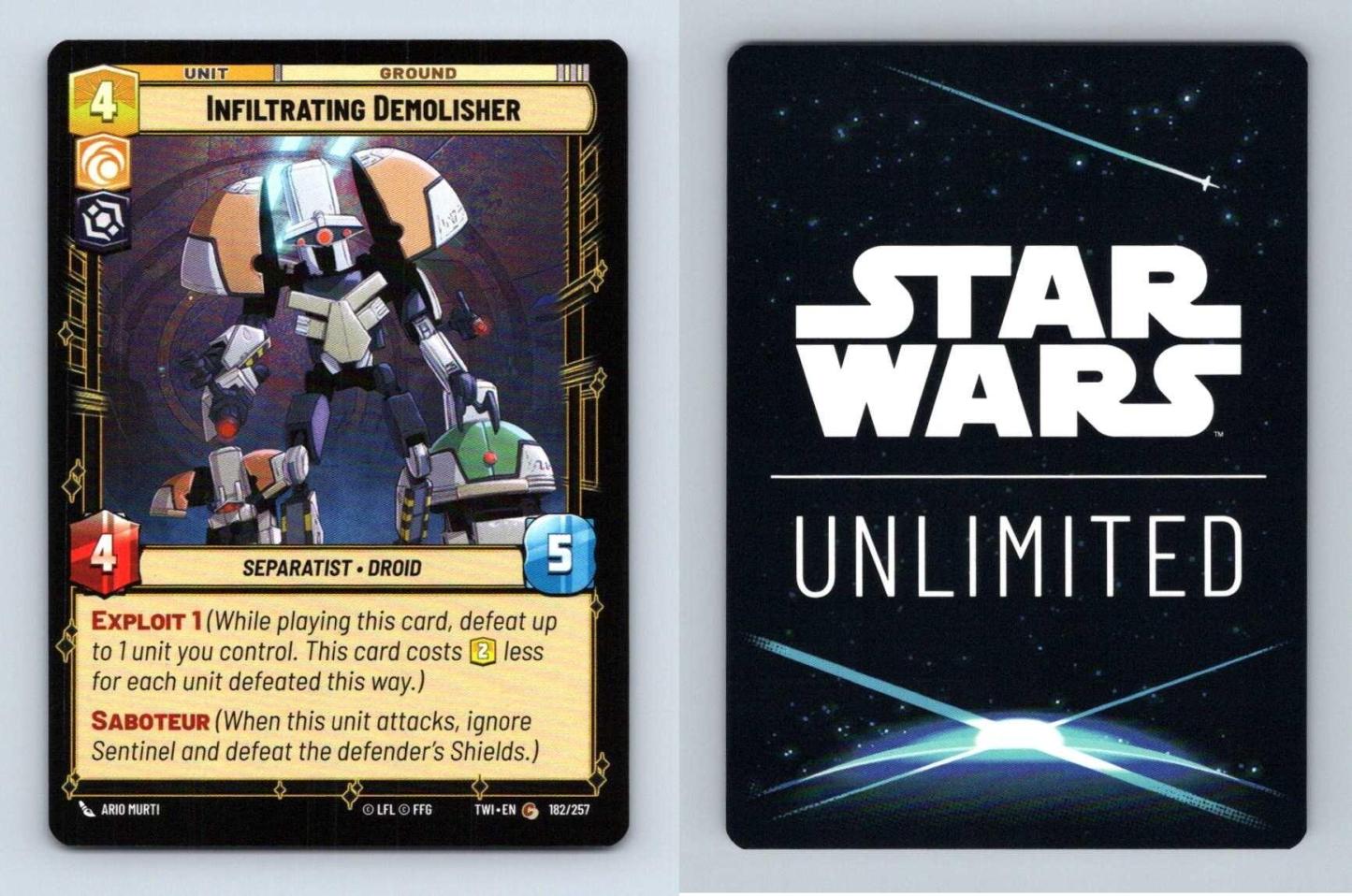 Infiltrating Demolisher #182 Star Wars Unlimited Twilight Of Republic Common TCG-Breakoutcards
