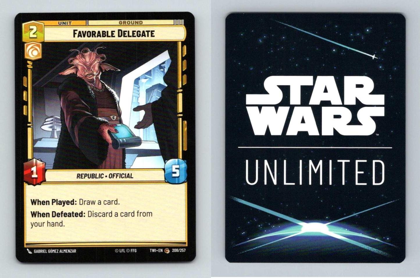 Favorable Delegate #208 Star Wars Unlimited Twilight Of The Republic Common TCG-Breakoutcards