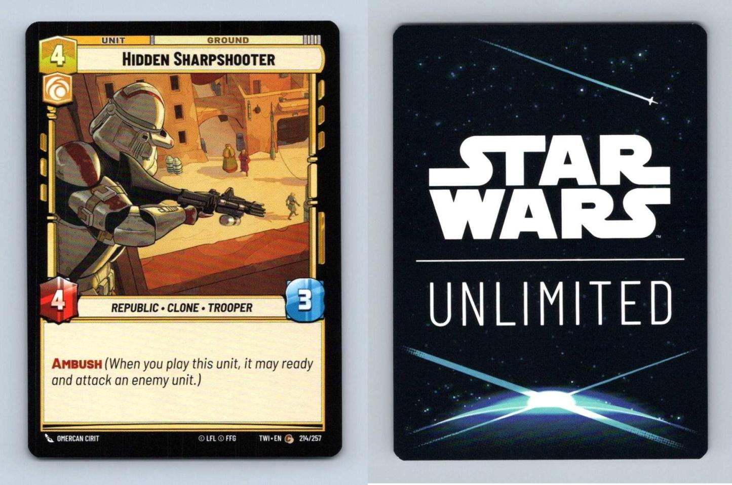 Hidden Sharpshooter #214 Star Wars Unlimited Twilight Of The Republic Common TCG-Breakoutcards