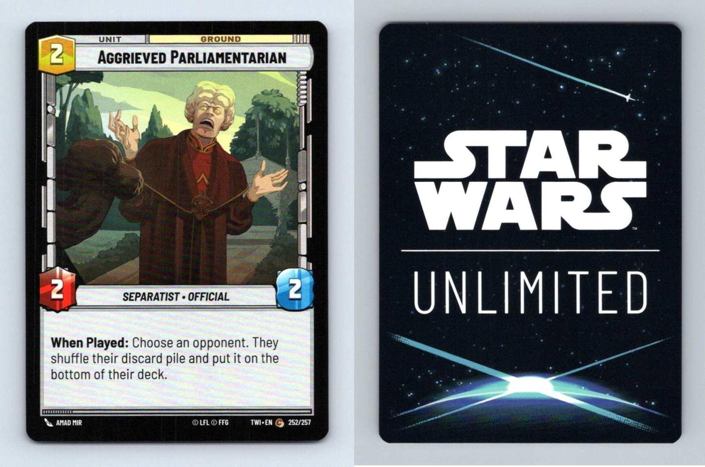 Aggrieved Parliamentarian #252 Star Wars Unlimited Twilight Republic Common TCG-Breakoutcards