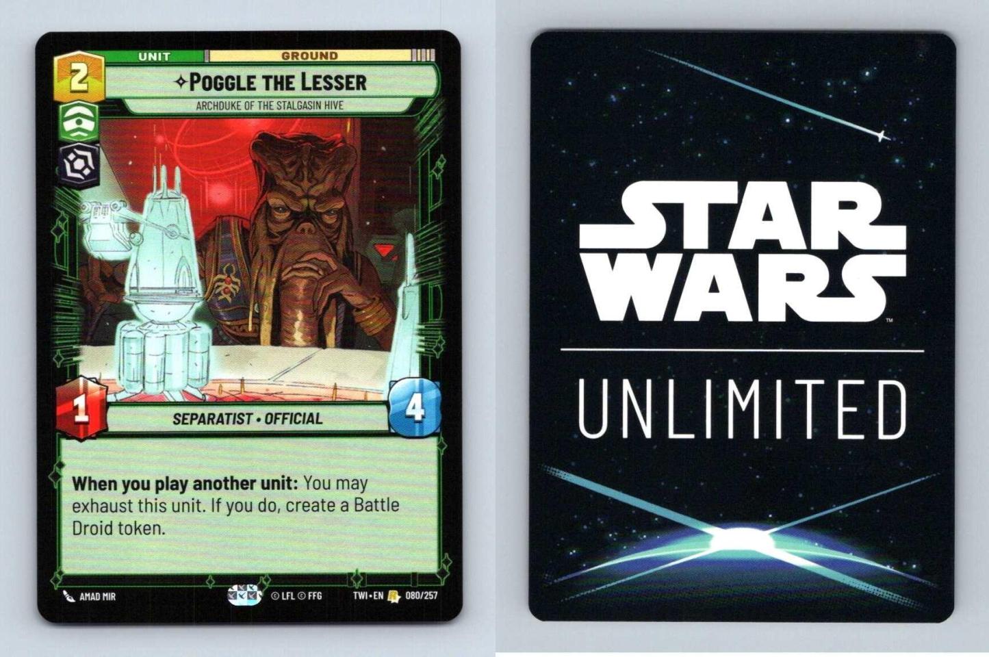 Poggle The Lesser #80 Star Wars Unlimited Twilight Of The Republic 2024 Rare TCG-Breakoutcards
