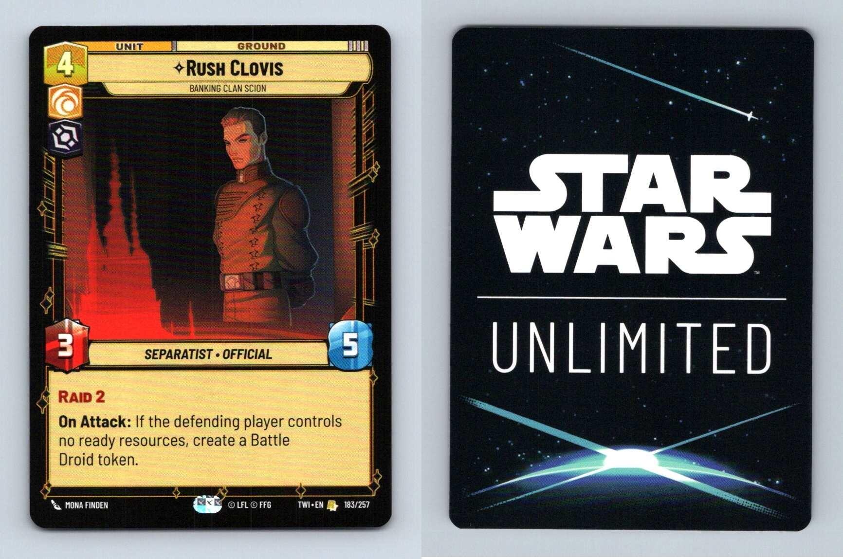 Rush Clovis #183/257 Star Wars Unlimited Twilight Of The Republic 2024 Rare TCG-Breakoutcards