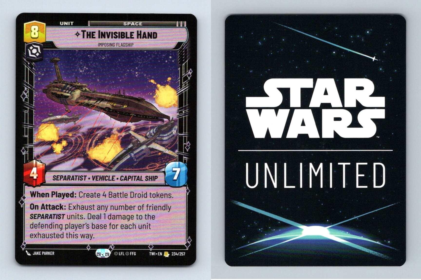 The Invisible Hand #234 Star Wars Unlimited Twilight Of The Republic Rare TCG-Breakoutcards