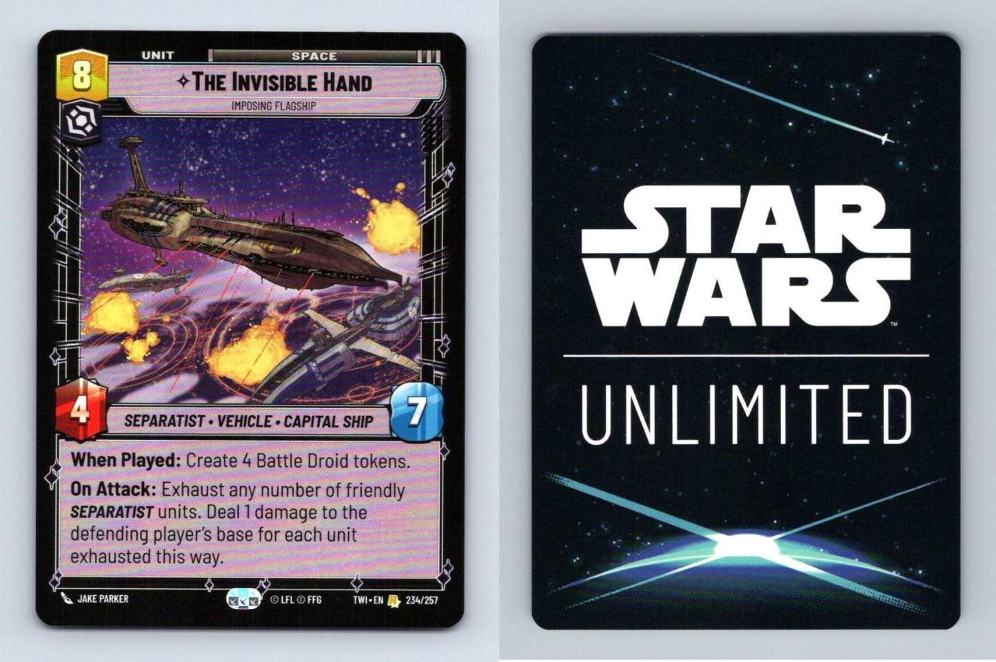 The Invisible Hand #234 Star Wars Unlimited Twilight Of The Republic Rare TCG-Breakoutcards