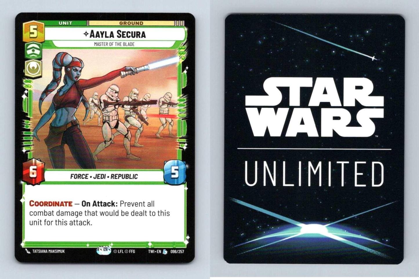 Aayla Secura #96 Star Wars Unlimited Twilight Of The Republic 2024 Legendary TCG-Breakoutcards