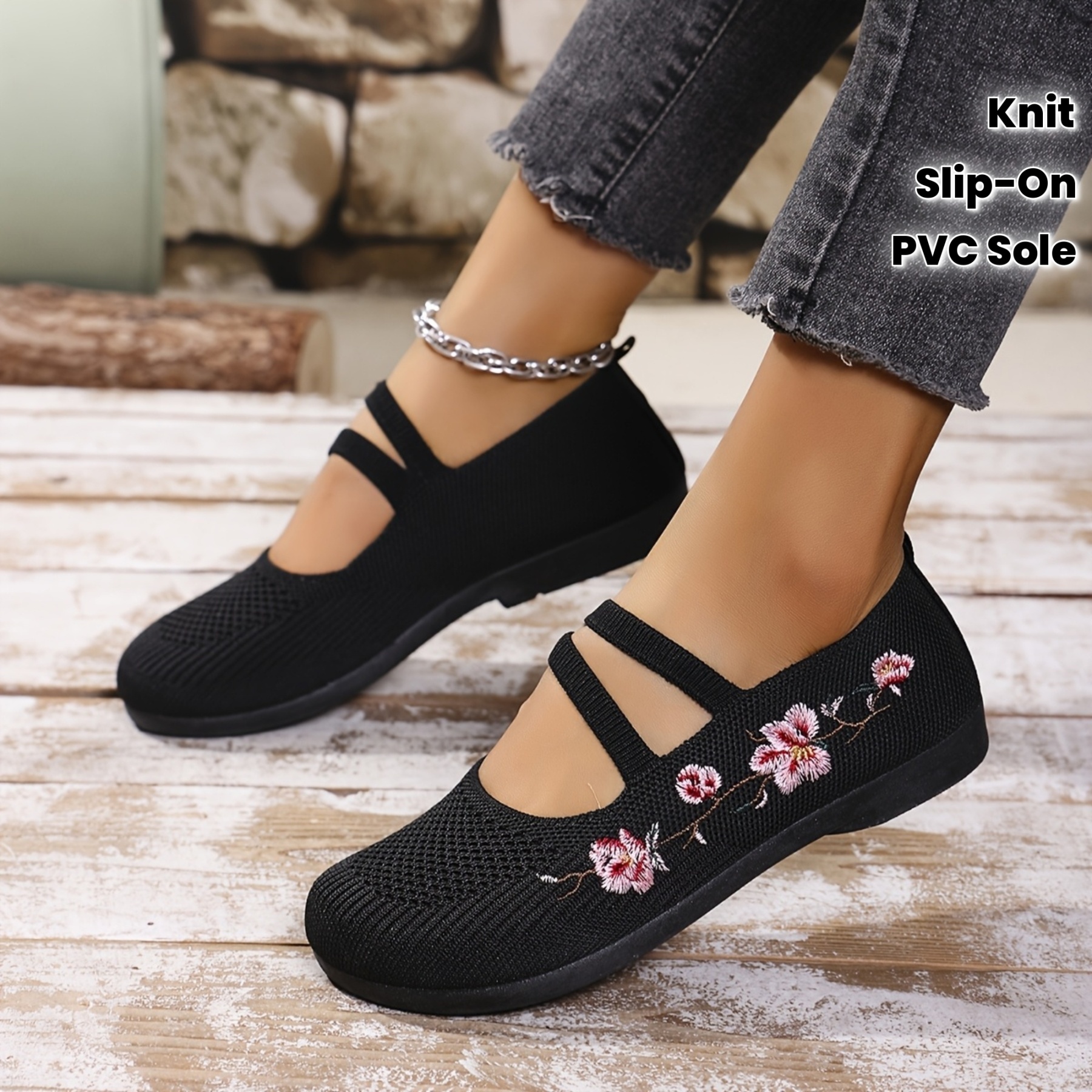 🔥Last Day Promotion 50% OFF -  Women's Floral Knit Ballet Flats