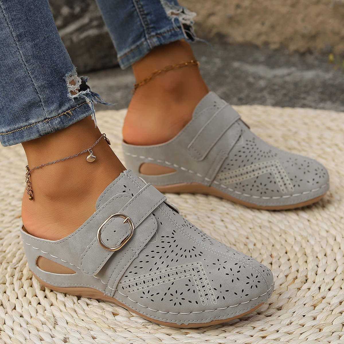 🔥Last Day Promotion 50% OFF - Women’s Orthopaedic Arch Support Wedge Mule Slip On Sandals