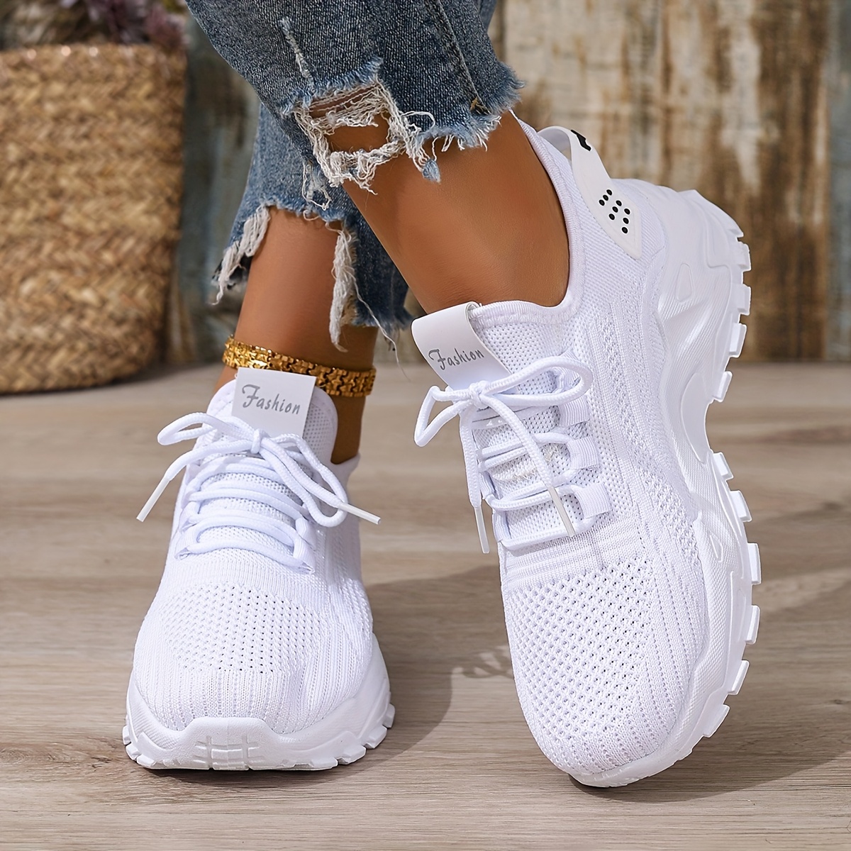 🔥Last Day Promotion 50% OFF - Ladies Supportive Chunky Sole Trainers Breathable Mesh Knit Cushioned All Day Walking Casual Footwear