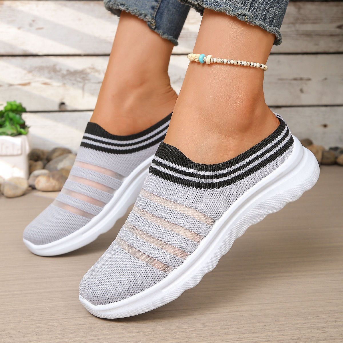 🔥Last Day Promotion 50% OFF - Women's Breathable Backless Slip-On Mule Trainers Lightweight Cushioned Insole Easy Wear