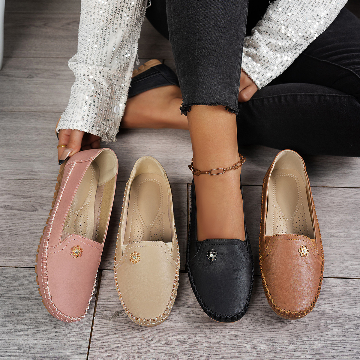 🔥Last Day Promotion 50% OFF - Genuine Leather Slip-On Moccasin Walking Loafers