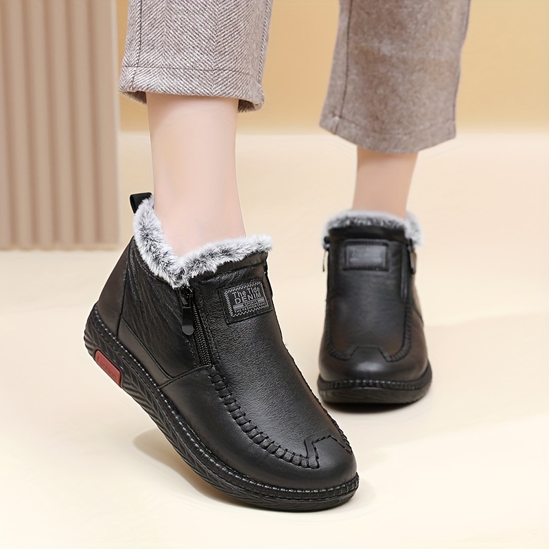 🔥Last Day 50% OFF - Orthopaedic Leather  Waterproof Snow Boots for Women: Cosy Fleece-Lined Pain Relief Shoes