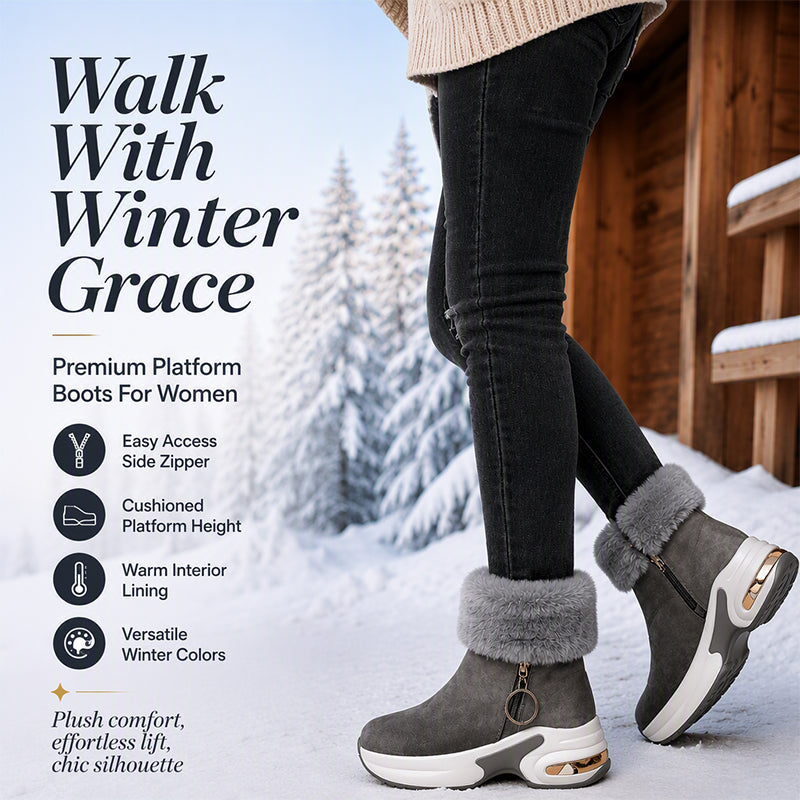 🔥Last Day 50% OFF - Orthopaedic Winter Snow Boots for Women — Premium Fur Collar , Anti-Slip Cushioned with Easy Side Zipper