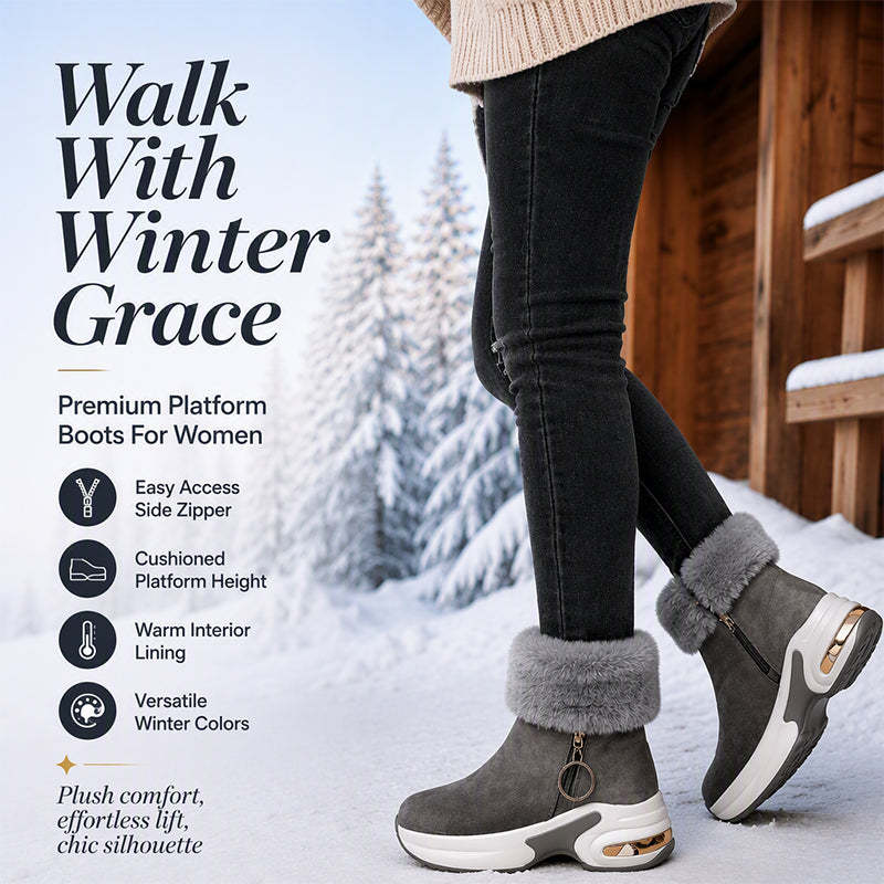 🔥Last Day 50% OFF - Orthopaedic Winter Snow Boots for Women — Premium Fur Collar , Anti-Slip Cushioned with Easy Side Zipper